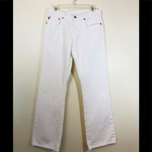Ralph Lauren Polo Women 6 x 32 Pants Denim Stretch White Kelly Jeans 5 Pocket